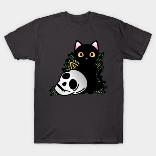 Skull and Black Cat T-Shirt